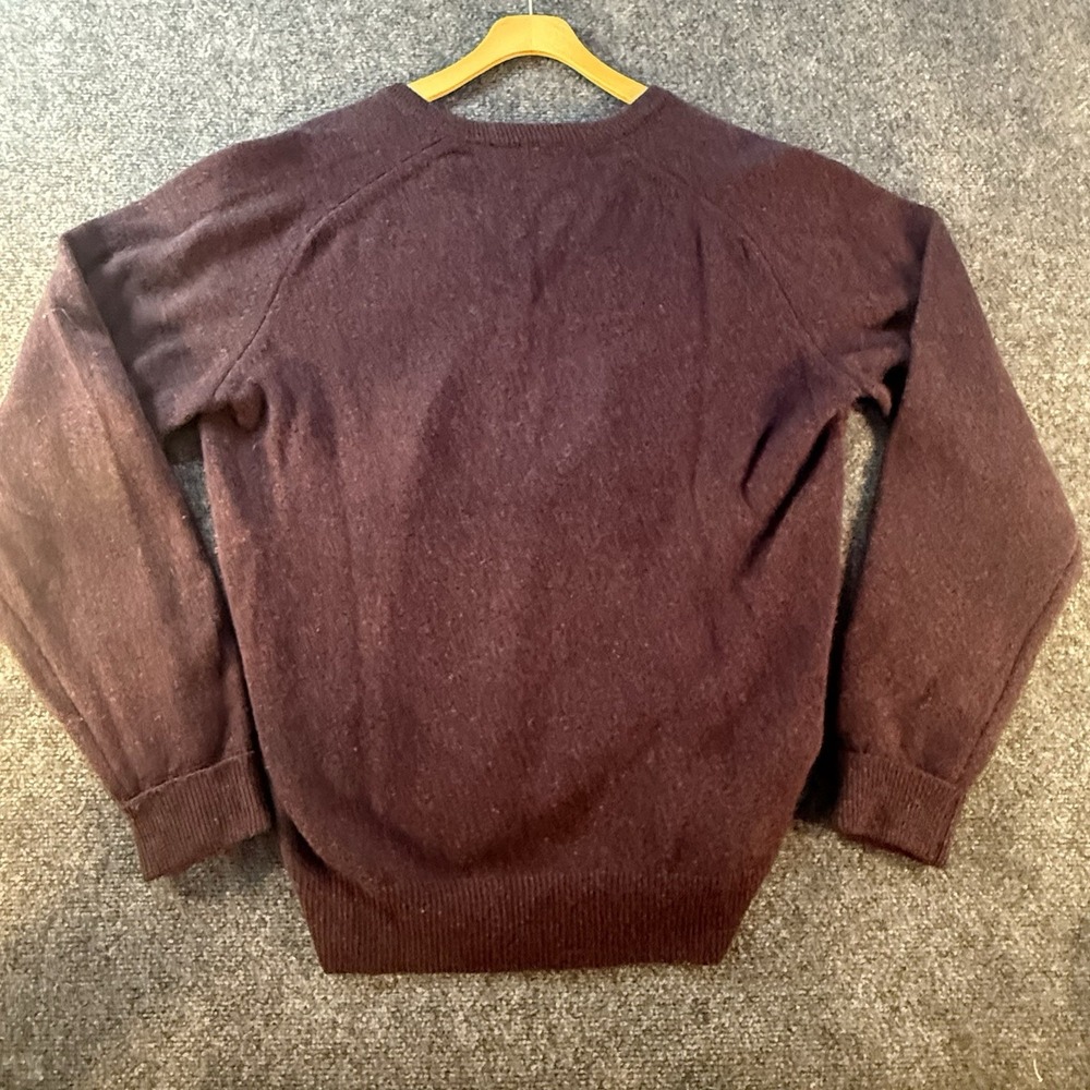 Vintage Lord Jeff Mens L Lambswool V Neck Sweater Burgundy Made USA Wool